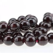 Granat perler. Naturlig. Dyb rød. Grade A. 6 mm. 1 streng